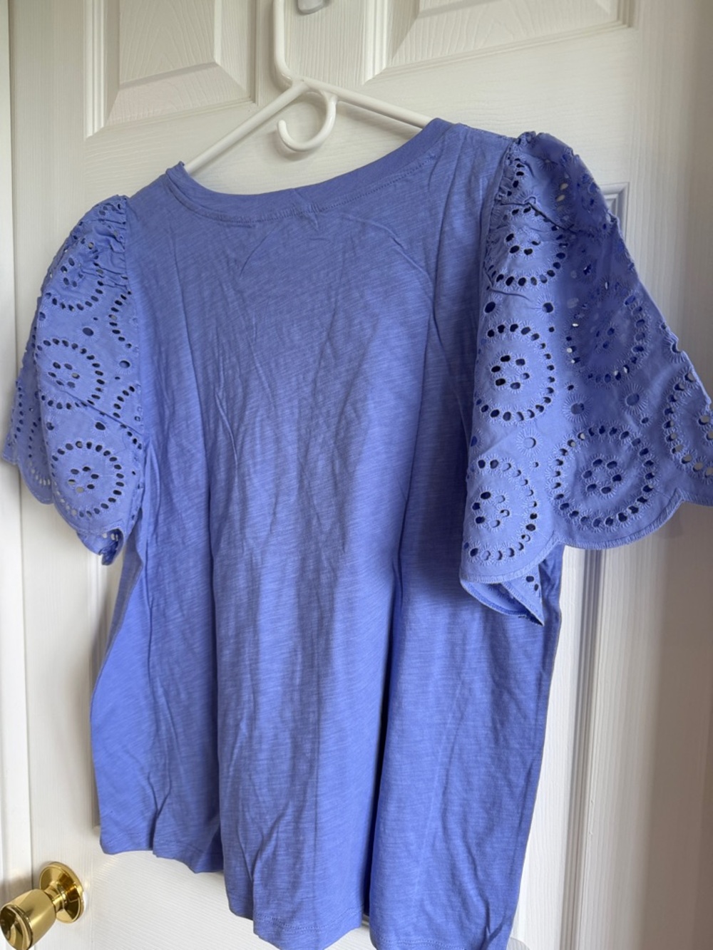 NWT LOFT Lavender Eyelet Puff Sleeve Tee - Picture 8 of 8